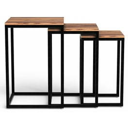 Set Of 3 Squared Off Natural Wood Nesting End Tables Set Of 3 Squared Off Natural Wood Nesting End Tables