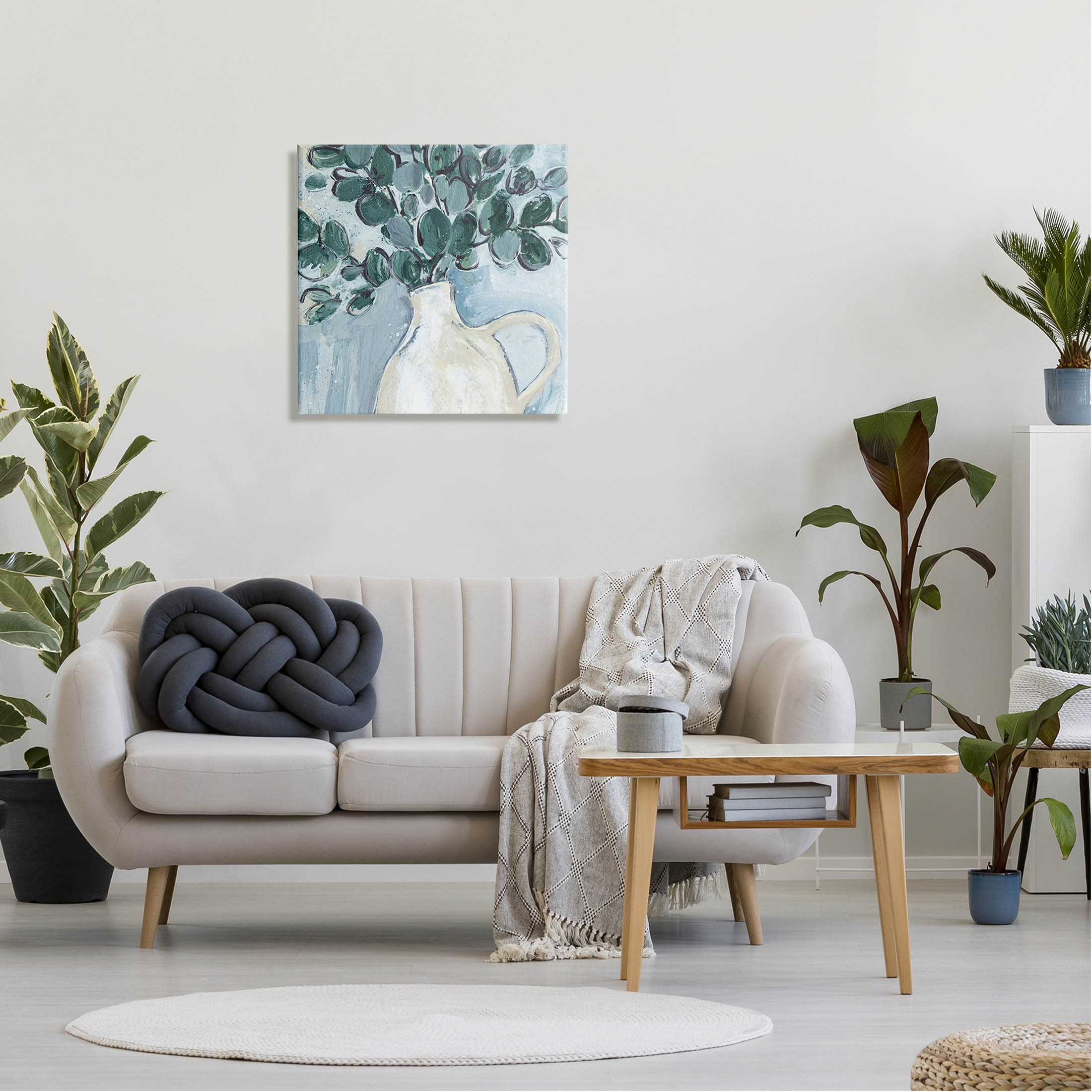 Stupell Industries Modern Eucalyptus Plant Leaves Jug Vase Painting Gallery Wrapped Canvas Print Wall Art, Design by Annie Warren
