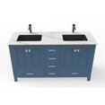 thumbnail image 6 of Castello USA 60"Yamyam Blue Vanity Set with White Marble Ceramic Top Black Sink, 6 of 7