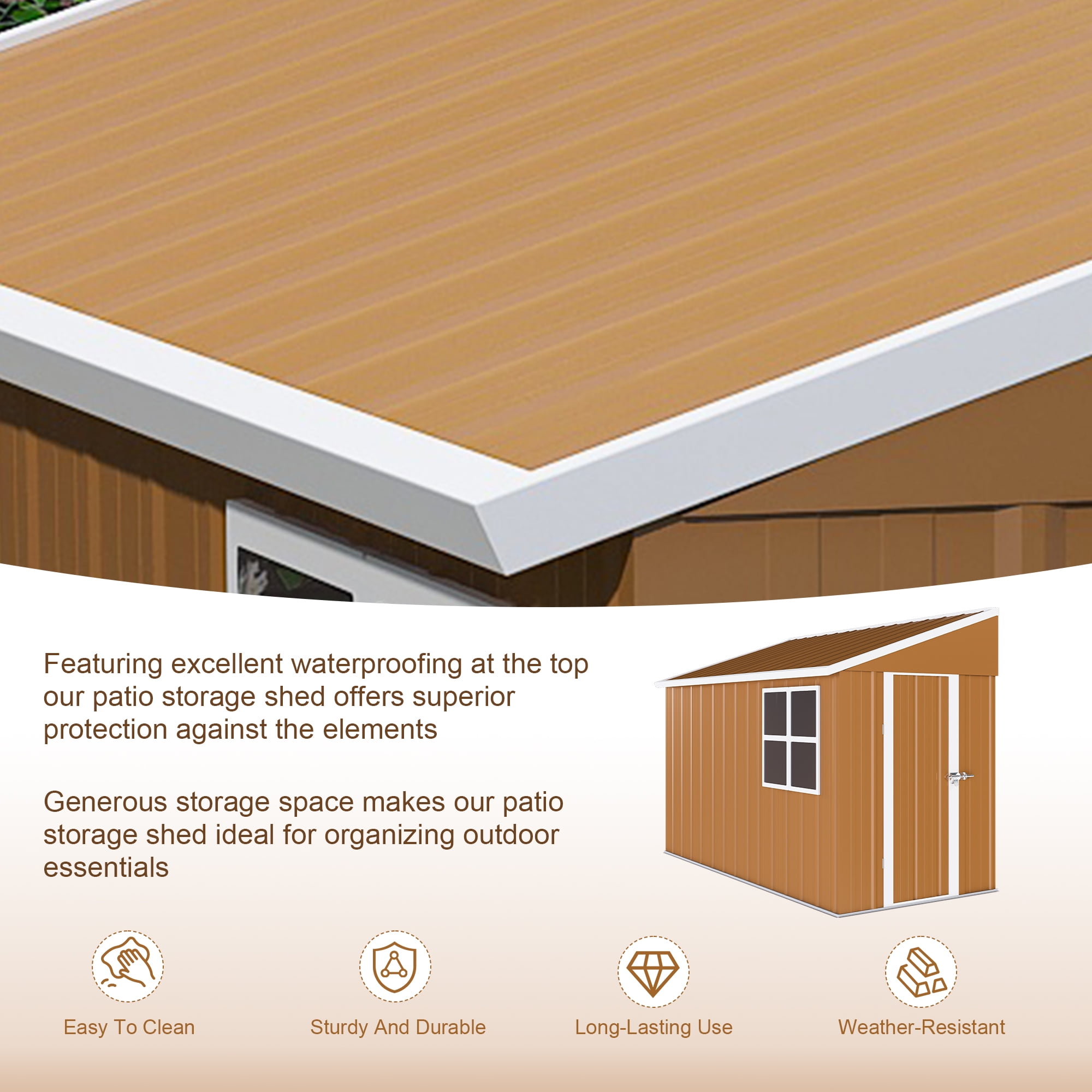 8x4 FT Heavy-Duty Outdoor Storage Shed – Metal Garden Shed with Lockable Sliding Door, Windows & Ventilation – Weatherproof Backyard Shed for Tools, Lawn Equipment & More