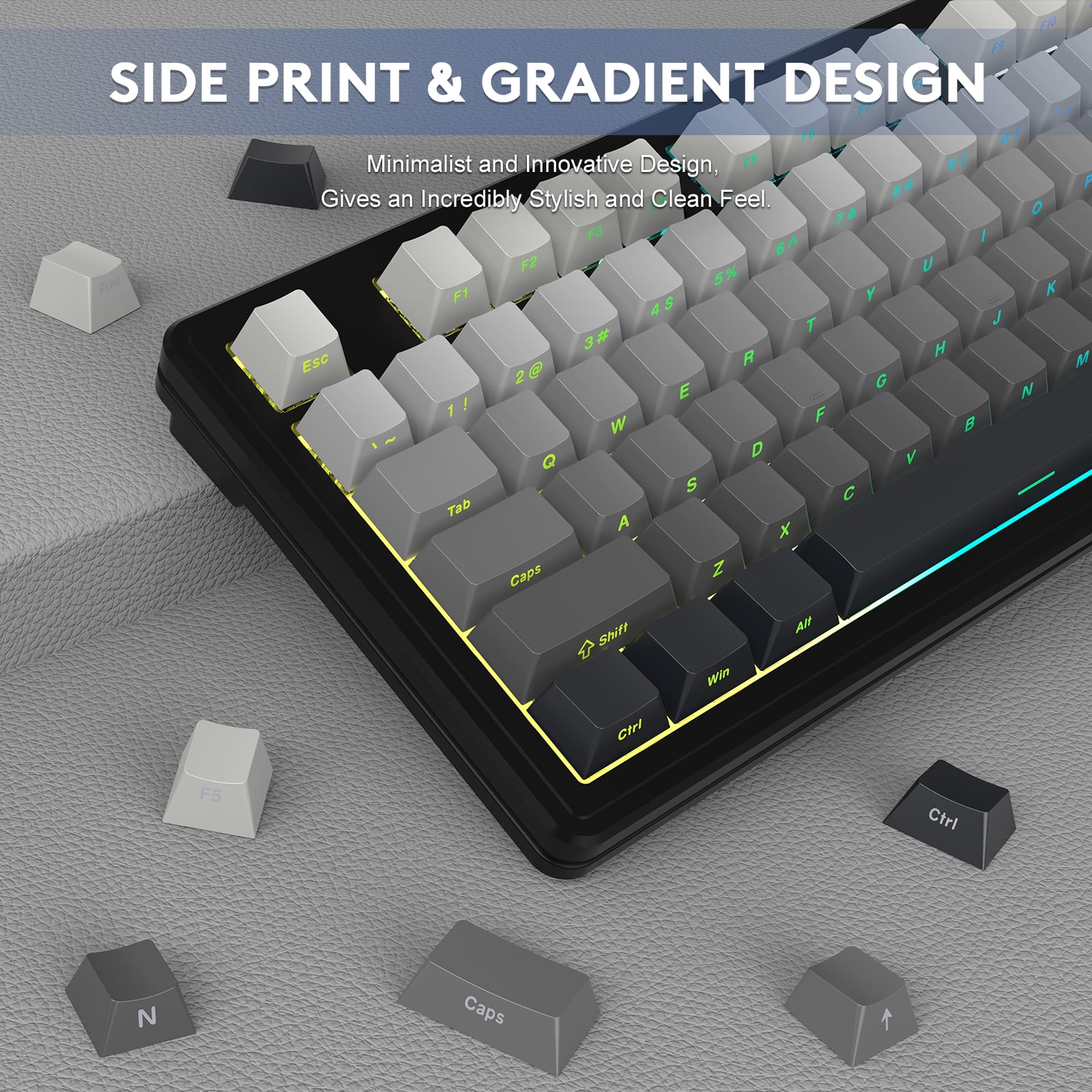 ATTACK SHARK M87PRO TKL Wireless Mechanical Gaming Keyboard, BT5.0/2.4G/USB-C Wired Hot Swap RGB Keyboard 80% US Layout, Linear White Switches Gradient Side Print PBT Keycap for PC Mac