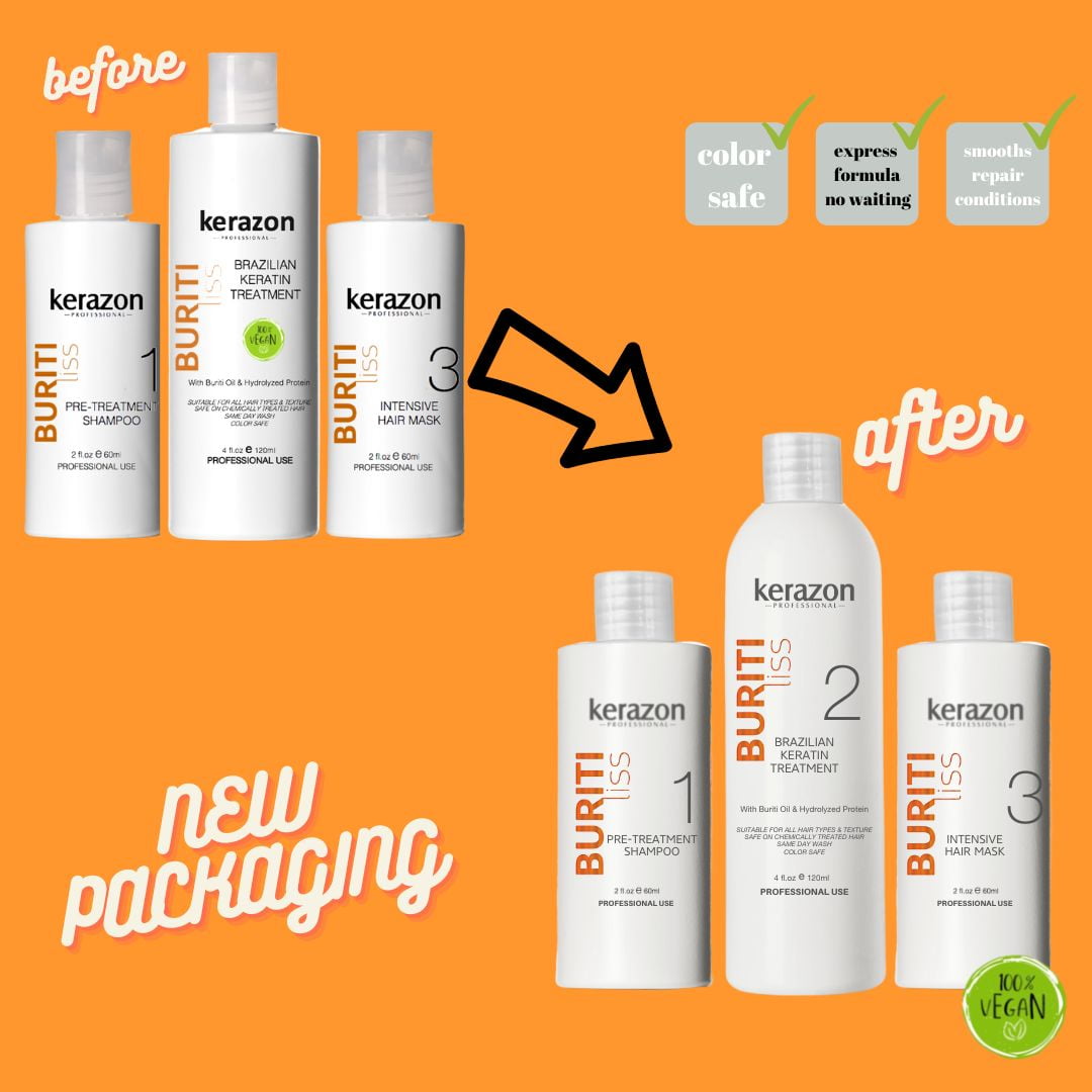 Clarifying Shampoo with Brazilian Keratin Treatment and Intensive Hair Mask KIT Tratamiento de Keratina Alisado 120ml KERAZON