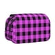 thumbnail image 1 of Disketp Purple Black Buffalo Plaid Estuche de Lápices de Doble Capa con Tapa Abatible y Cremallera, Organizador Escolar para Adolescentes y Adultos, 1 of 7