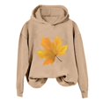 thumbnail image 1 of WEAIXIMIUNG Chandails en Molleton Col Rond Graphique Surdimensionné pour Femmes et Hiver Mode Action de Grâce Jaune Imprimé Feuille d'Érable à Capuche, 1 of 3