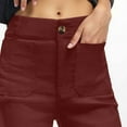 thumbnail image 6 of Brglopf Womens Cropped Pants Stretch Twill Wide Leg Jeans with Patch Pocket Trendy High Waist Straight Leg Casual Chino Denim Pants Wine L, 6 of 9