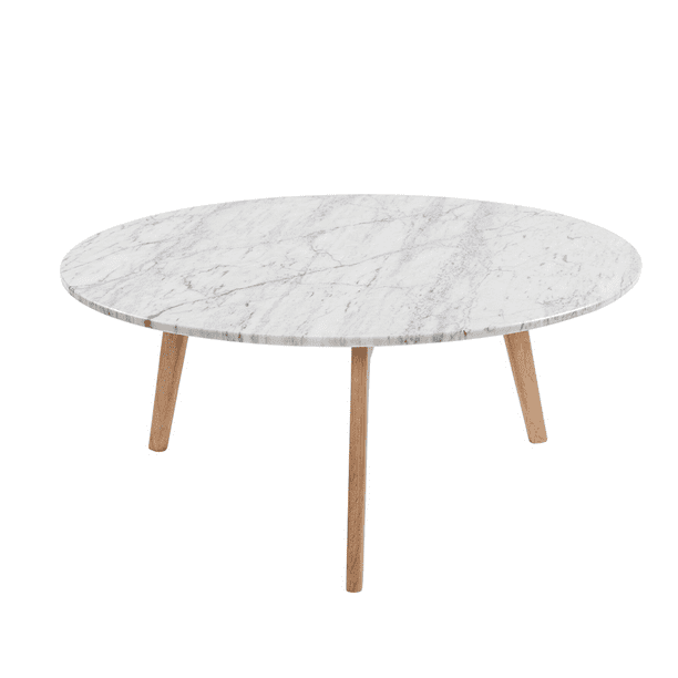 Stella 31 Round Italian Carrara White Marble Coffee Table With Oak Legs Com Stella 31 Round Italian Carrara White, Round White Coffee Table Oak Legs