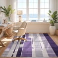 thumbnail image 3 of Design&I 6'x9' Washable Area Rug Oversized Skid-Resistant Purple Grey Abstract Striped Art Modern Vertical Brushstroke Design for Living Room, Family Indoor, 3 of 7