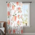 thumbnail image 4 of Peach Sheer Curtains 54 Inches Long, Spring Floral Green Leaf Botanical Pink Fruit Light Filering Curtains, Breathable Simi Curtain Privacy Drapes for Kitchen Bathroom Nursery Small Window Treatment, 4 of 9