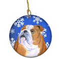 thumbnail image 1 of Bulldog English Winter Snowflakes Holiday Christmas Ceramic Ornament, 1 of 1