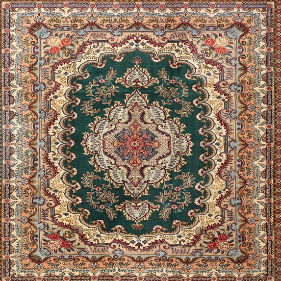 Ahgly Company Indoor Square Traditional Reddish Brown Medallion Area Rugs, 4' Square