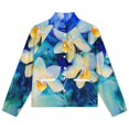 thumbnail image 4 of Jackets for Women Winter Coat Jackets Flannel Stand Collar Jacket(Blue Floral Abstract Art,Size:S-4XL), 4 of 7