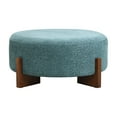 thumbnail image 3 of Christopher Knight Home 34" Modern Round Ottoman, Teal Blue Chenille Upholstered, Walnut Wooden Legs, 3 of 7