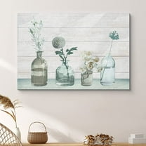 PixonSign Canvas Print Wall Art White Flowers in Glass Vases Floral Wilderness Illustrations Modern Art Glam Group Colorful Multicolor Pastel for Living Room, Bedroom, Office - 16"x24"