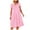 Pink, variant on qILAKOG Women's Satin Silk Pleated Nightgown Loose Sleepwear Printed Nightshirt Short Sleeve Sleep Dress Blue Free Size