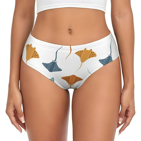 Womens Underwear - stingrays cartoon cute No Show Seamless Underwear for Women  Soft Stretch Womens Panties  Hipster Ladies Panties Bikini Underwear Briefs