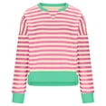 thumbnail image 3 of Annhoo Womens Striped Cropped Sweatshirts Casual Long Sleeve Crew Neck Color Block Pullover Shirts Fall Outfits, 3 of 8