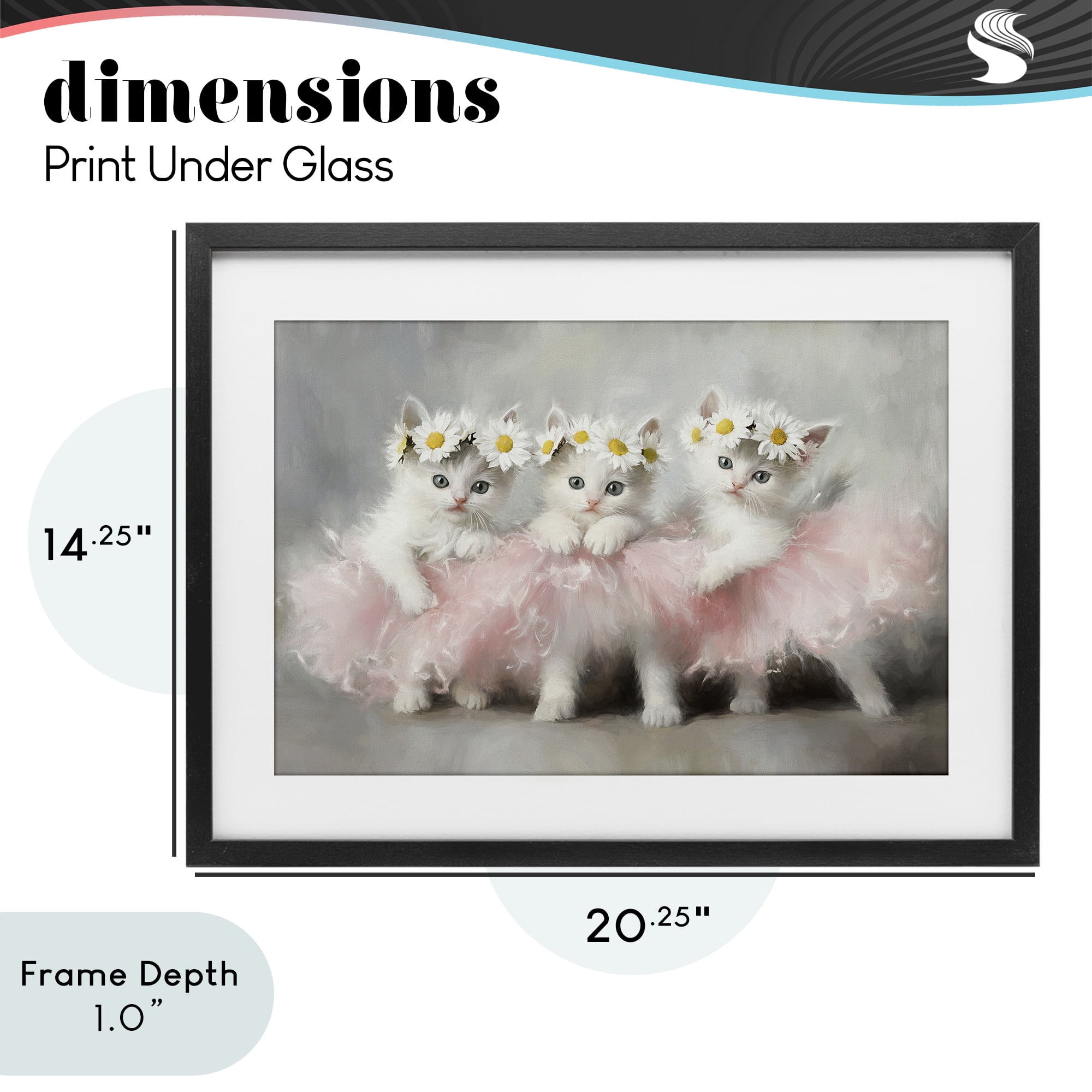 Stupell Industries Dancing Kittens in Tutus Black Framed Print Under Glass, design by Tina LeCour