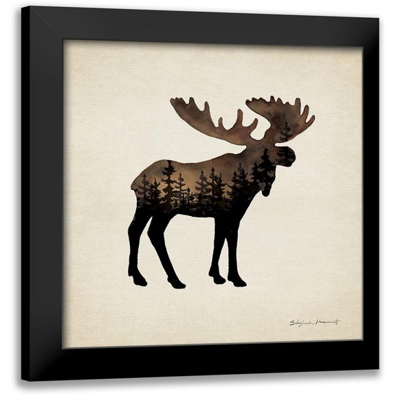 Marrott, Stephanie 12x12 Black Modern Framed Museum Art Print Titled - Forest Moose