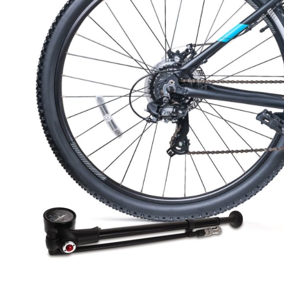 Raindrops Portable Black Bicycle Pump with Pressure Gauge High Speed Inflator for Electric Bikes Cars Scooters