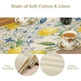 thumbnail image 5 of Blue Tile Lemon Table Runner, Italian Navy Blue Burlap Watercolor Flower Lemon Olive Summer Fruit Dinner Table Runners Farmhouse Coffee Table Home Kitchen Dresser Decor for Party Holiday 13"x90", 5 of 6