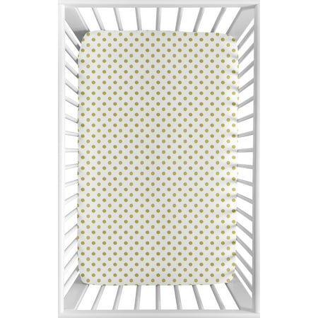 UPC: 0846480053682 | Amelia Collection Mini Crib Sheet – Gold Polka Dot