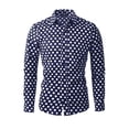 thumbnail image 1 of INSPIRE CHIC Men's Shirt Polka Dots Pattern Point Collar Long Sleeve Button Down Shirt 42 Navy Blue, 1 of 7