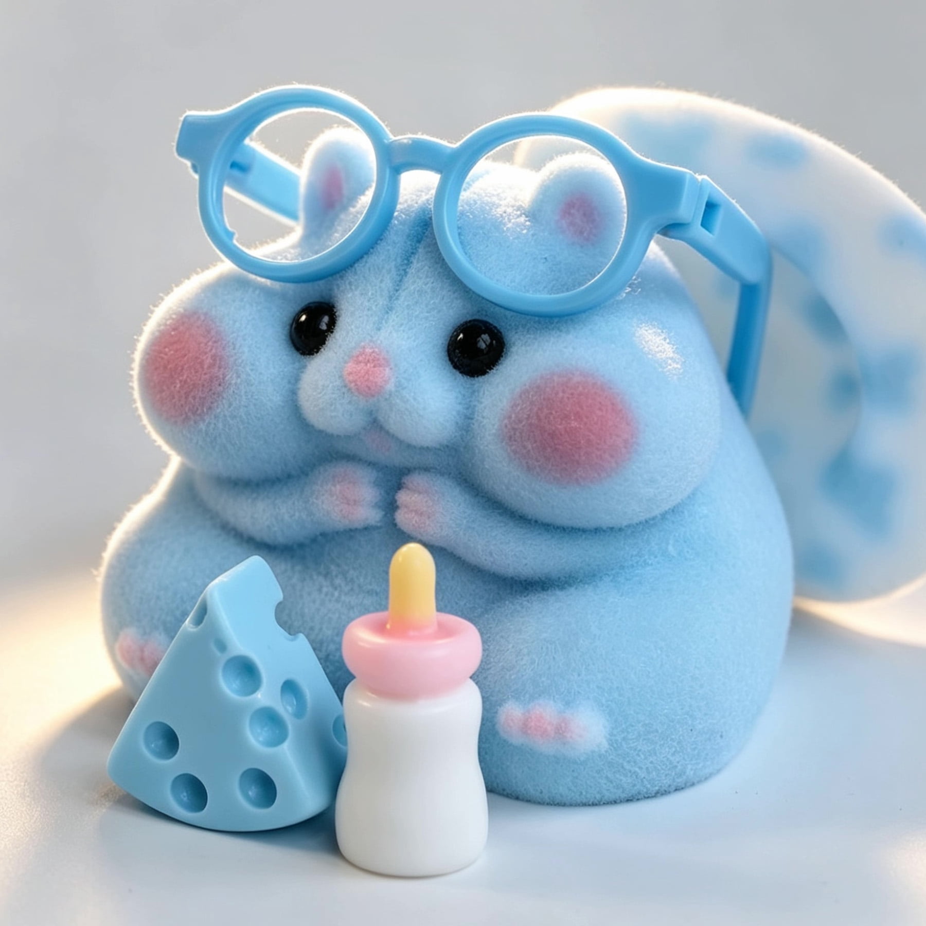 Handmade Taba Squishy Hamster Toy, Soft Silicone Mochi Fidget Toy, Cute Stress Relief Gift (Blue)