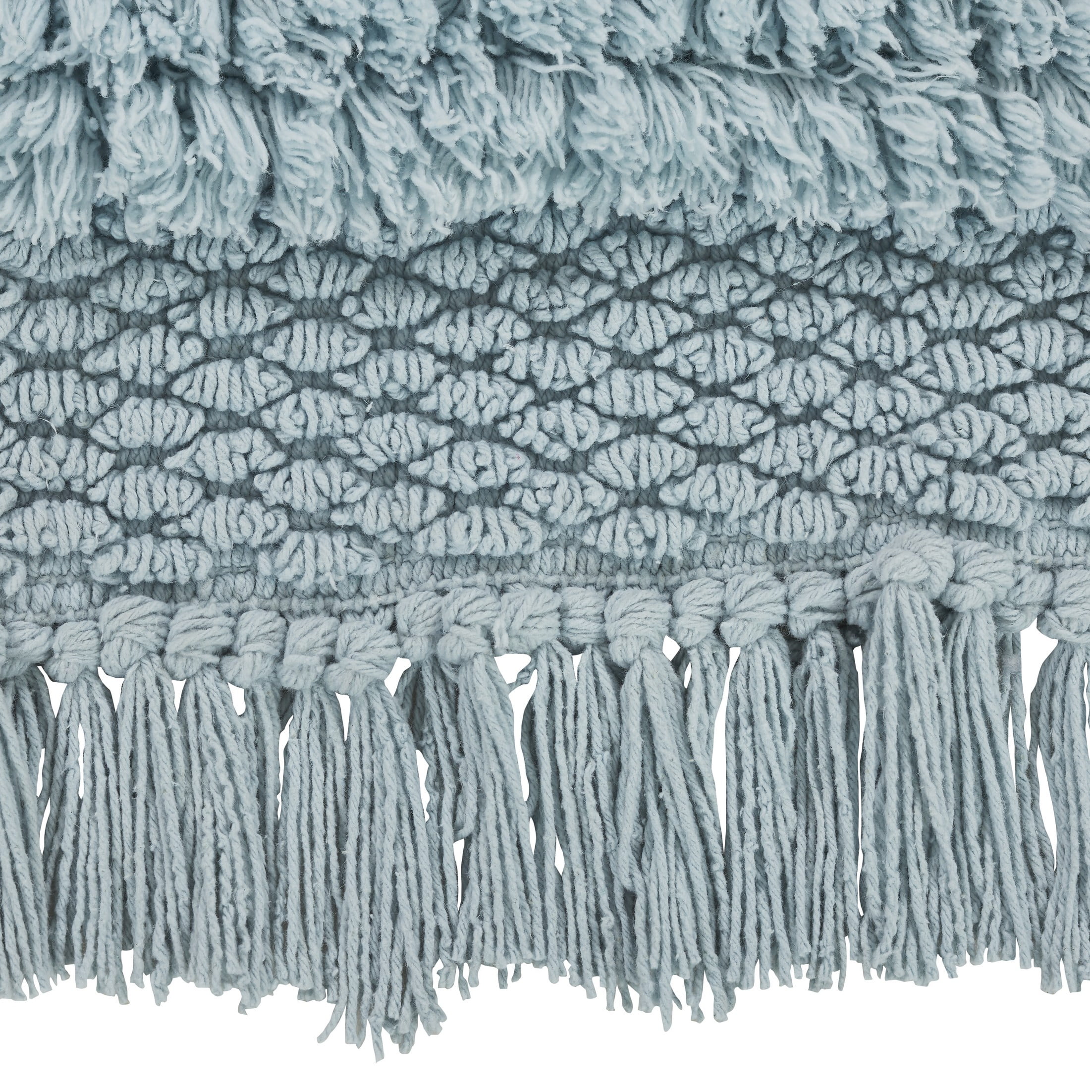 VCNY Home Savannah Fringe Blue Stripe Cotton Blend Bath Runner Rug, 24" x 60"