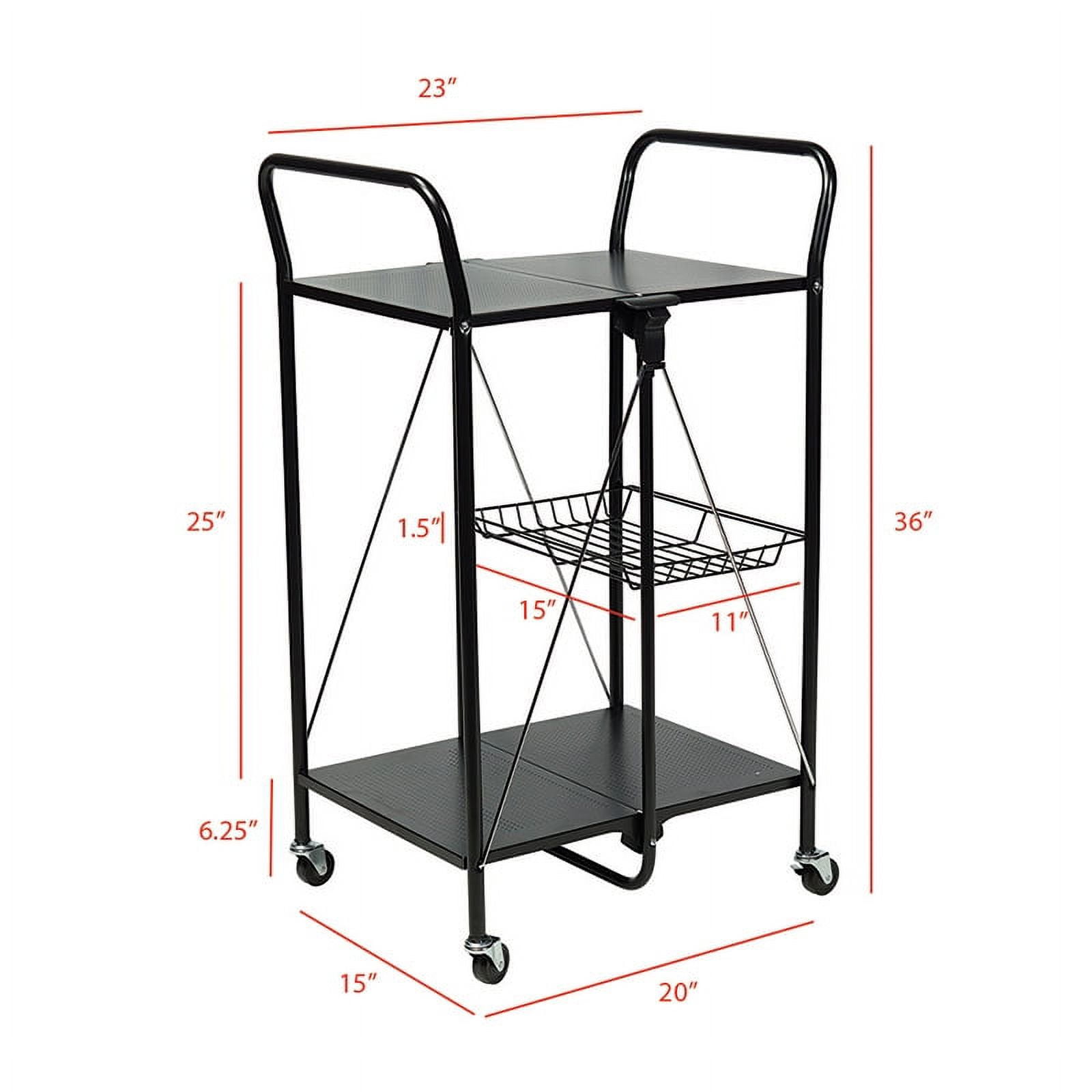 Apollo Hardware A-KC45AB Folding Utility and Kitchen Cart with 2 inch rubber wheels. (Black)