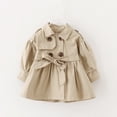 thumbnail image 2 of Atogsazn Baby Girl Trench Coat Kids Loose Ruffle Long Sleeve Jacket Fall Winter Windbreaker Clothes Outerwear A-Khaki 2-3 Years, 2 of 5