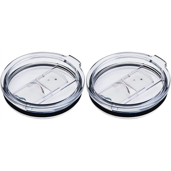 Splash Resistant Tumbler Lids 20 oz 2 Pack,Tumbler Lids Spillproof 20 oz For Ye-ti Rambler, Old Style RTIC, Ozark Trails and more Cooler Cup (Transparent Slide, 20 OZ 2 Pack)