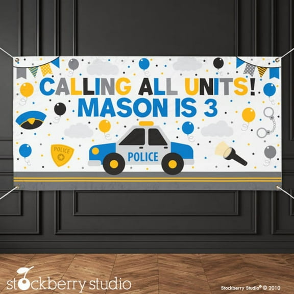 Police Car Birthday Vinyl Banner Decor