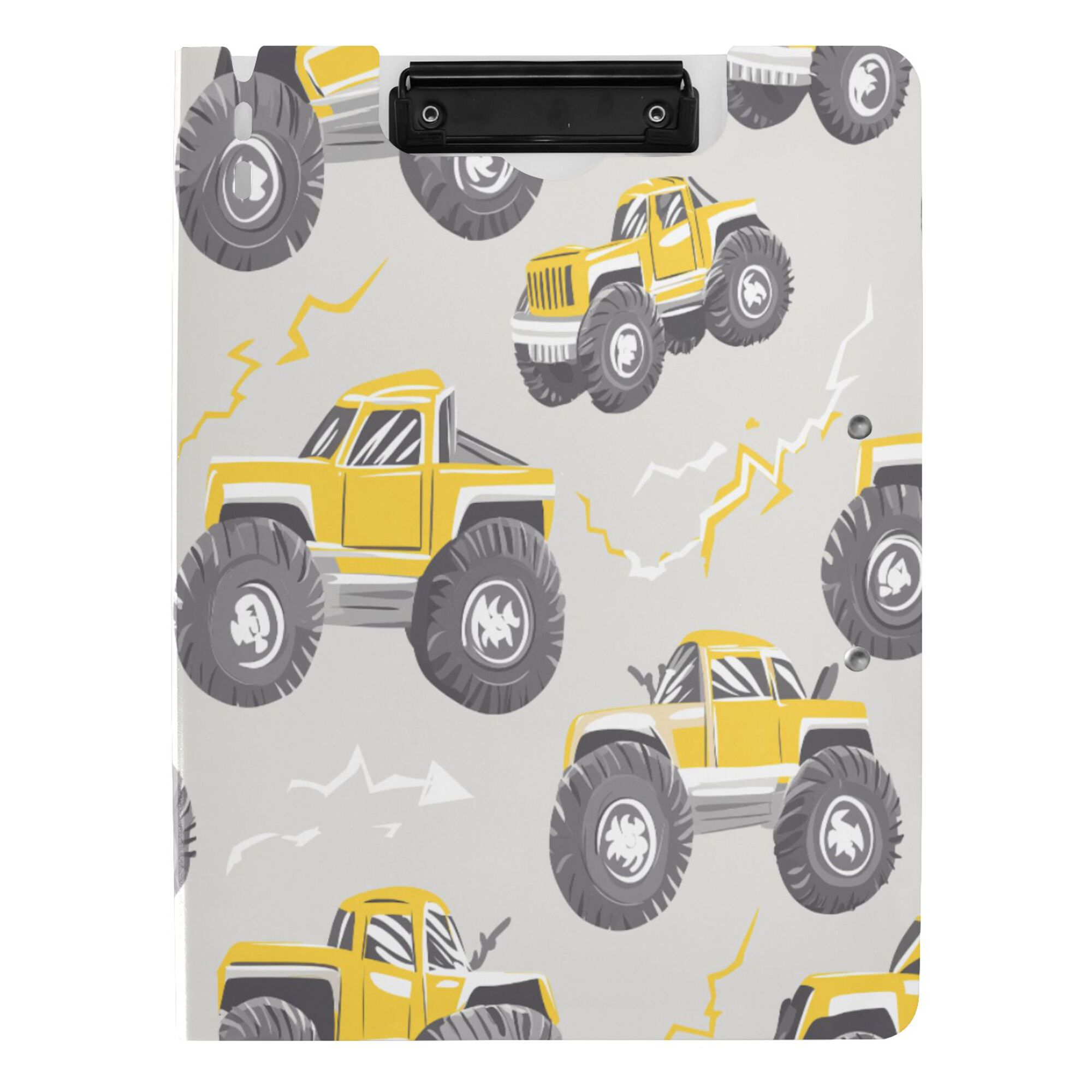 FORMRS A4 Clipboard Folder with Pen Holder Horizontal Foldable School Office Binder, Trucks Pattern