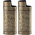 thumbnail image 1 of Étui de Briquet en Métal Vintage Floral Estampé, 2 Pcs Étui de Briquet Rétro Compact Gravure 3D Floral Estampé Alliage de Zinc Étui de Protection (Bronze), 1 of 8