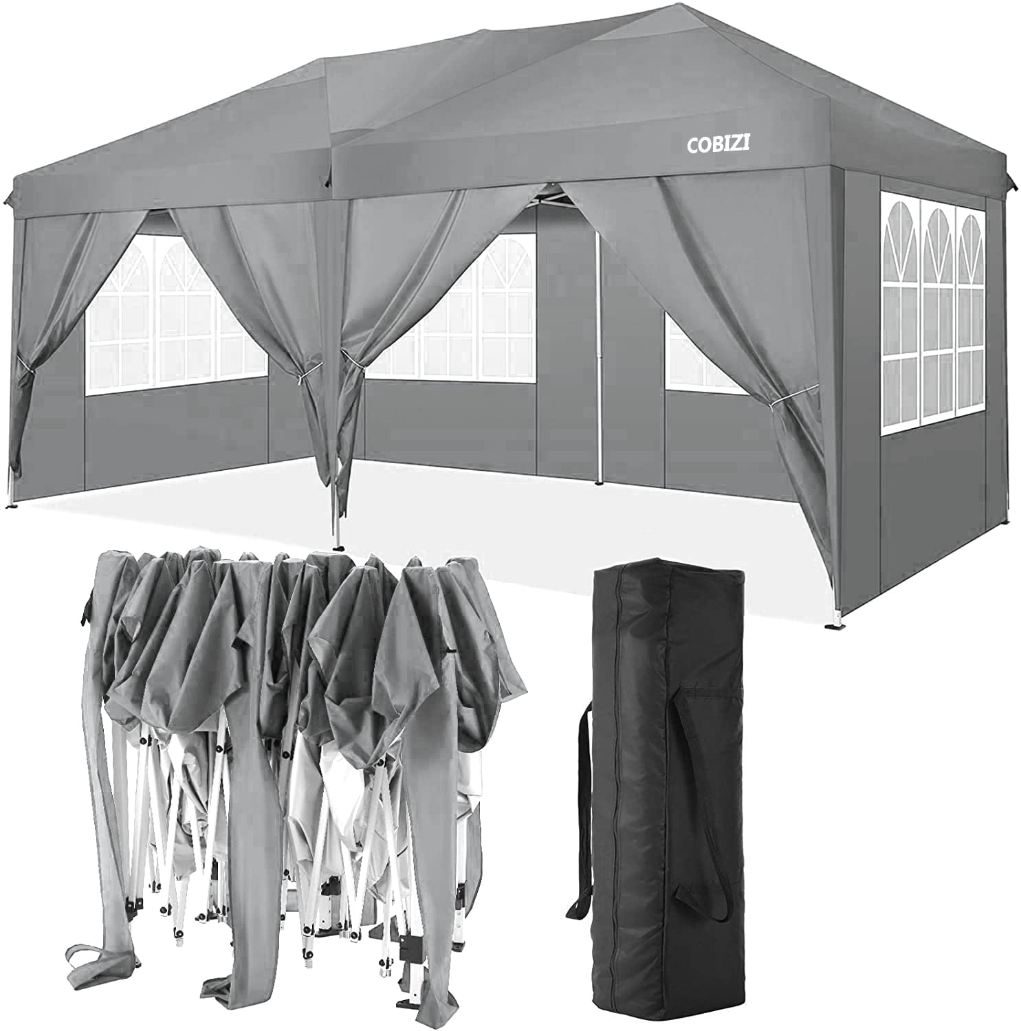 waterval Uiterlijk Trottoir 10' x 20' Canopy Tent EZ Pop Up Party Tent Portable Instant Commercial  Heavy Duty Outdoor Market Shelter Gazebo with 6 Removable Sidewalls and  Carry Bag, Black - Walmart.com