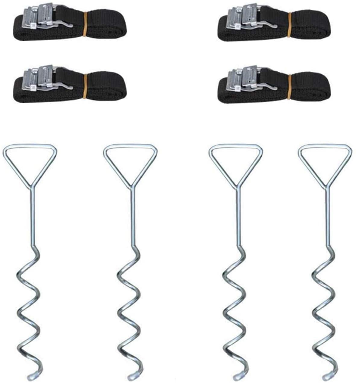 Universal Trampoline Anchor Peg Kit-Fixing Tie Down with Buckles for Windy Days 