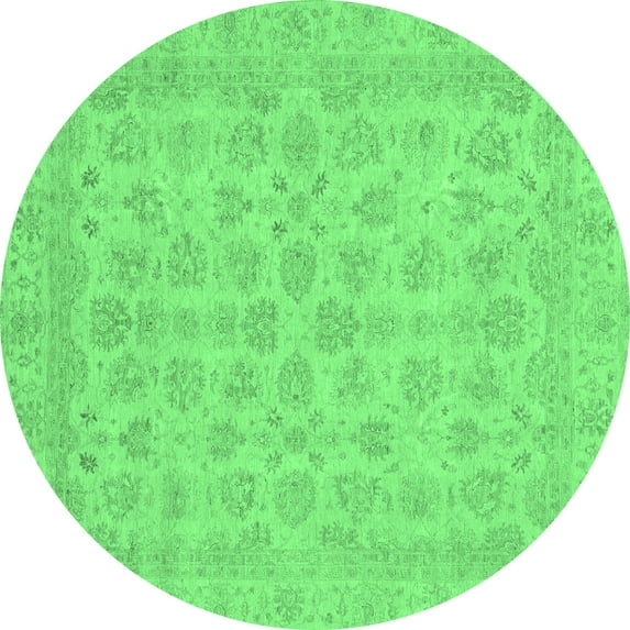 Ahgly Company Indoor Round Abstract Emerald Green Modern Area Rugs, 6' Round