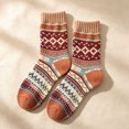 thumbnail image 2 of Wioihee Women's Vintage Geometric Pattern Crew Socks, Retro Printed Mid Calf Socks, Warm Cozy Winter Casual Fashion Socks for Ladies, 2 of 5