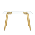 thumbnail image 6 of Tcbosik Glass Dining Table, Modern Rectangular Table with Metal Legs, 51 inch Kitchen Table for Home, Gold, 6 of 10