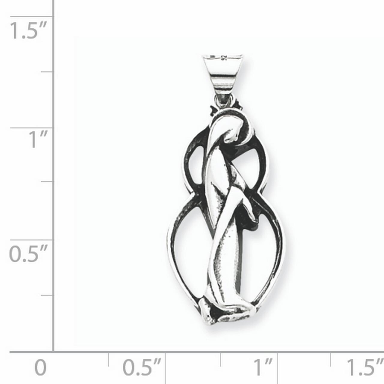925 Sterling Silver Antiqued Blessed Mary Charm