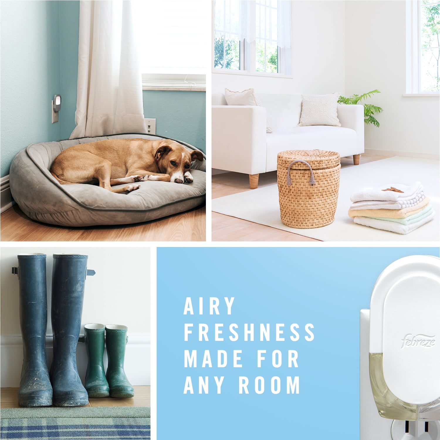 Febreze LIGHT Fade Defy PLUG Air Freshener, Bamboo, Starter Kit & (1