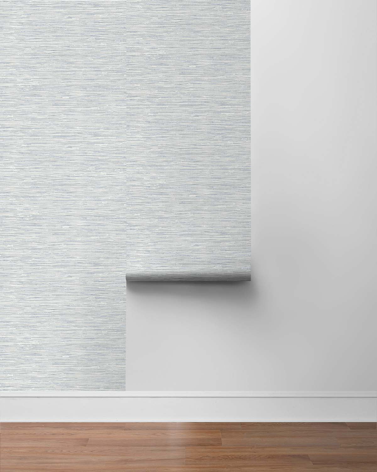 Seabrook Designs Dove Grey & Bluestone Southport Faux Grasscloth Prepasted Wallpaper