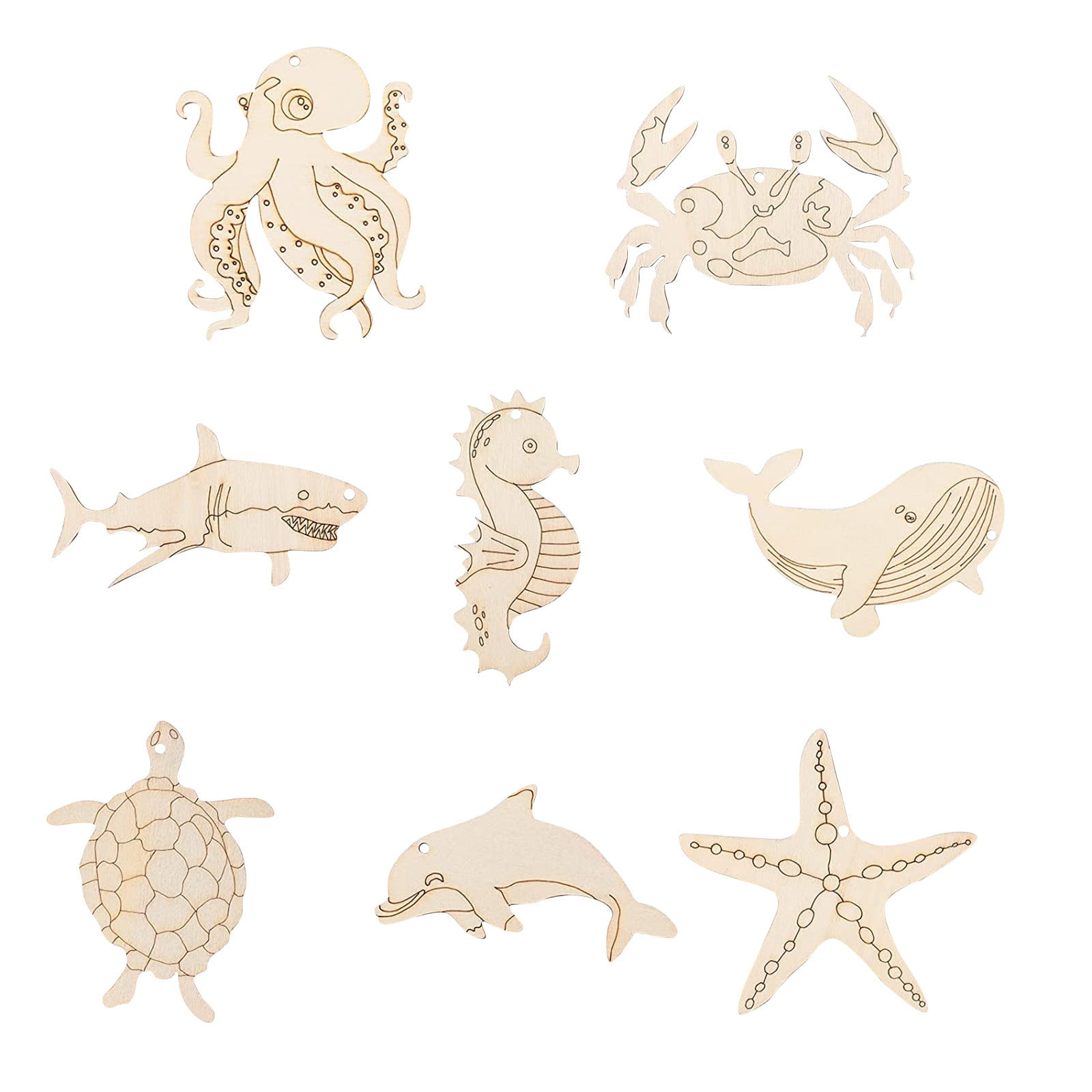 Unfinished Wood Cutouts Ocean Animals Wooden Paint Crafts Wooden Shapes For  Crafts Sea Animals Wooden Painting Crafts For Kids Animal Wood Pieces For  DIY Pr 
