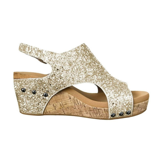 Hyknon Sandals for Women Spring And Summer New Fish Mouth Glitter Beach Thick Bottom Elastic Set Foot With Wedge Sandals Sandals For Arch Support Comfortable Sandals