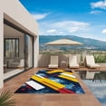 thumbnail image 2 of Yellow Blue Red Geometric Outdoor Rug for Patio/Deck/Porch, Non-Slip Large Area Rug 4 x 6 Ft, Modern Color Splash Indoor Outdoor Rugs Washable Area Rugs, Reversible Camping Rug Carpet Runner, 2 of 8