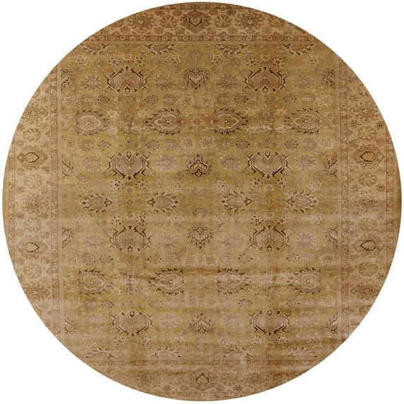 Ahgly Company Indoor Round Mid-Century Modern Dark Bisque Brown Oriental Area Rugs, 6' Round