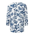 thumbnail image 5 of Craaazy Womens Trendy Tops Plus Size Loose Fit Solid Color Crew Neck Casual Style 3/4 Sleeve Floral Gradient Print T-shirt for Spring, Summer, Daily Outings, 5 of 5