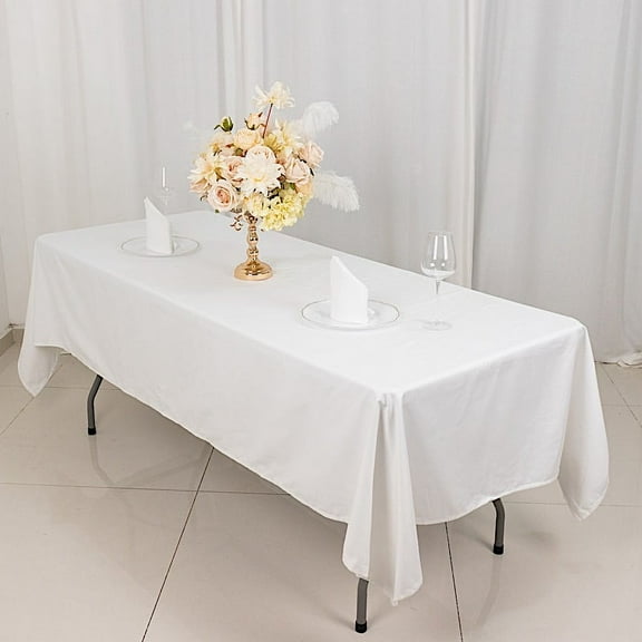 BalsaCircle 60" x 102" Rectangular Cotton Wedding Tablecloth Linens White