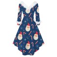 thumbnail image 5 of Christmas Dresses for Women Women's Fashion Elegant Autun And Winter Long Sleeve V-Neck Christmas Print Dress for Holiday Party,Royal Blue,L, 5 of 5