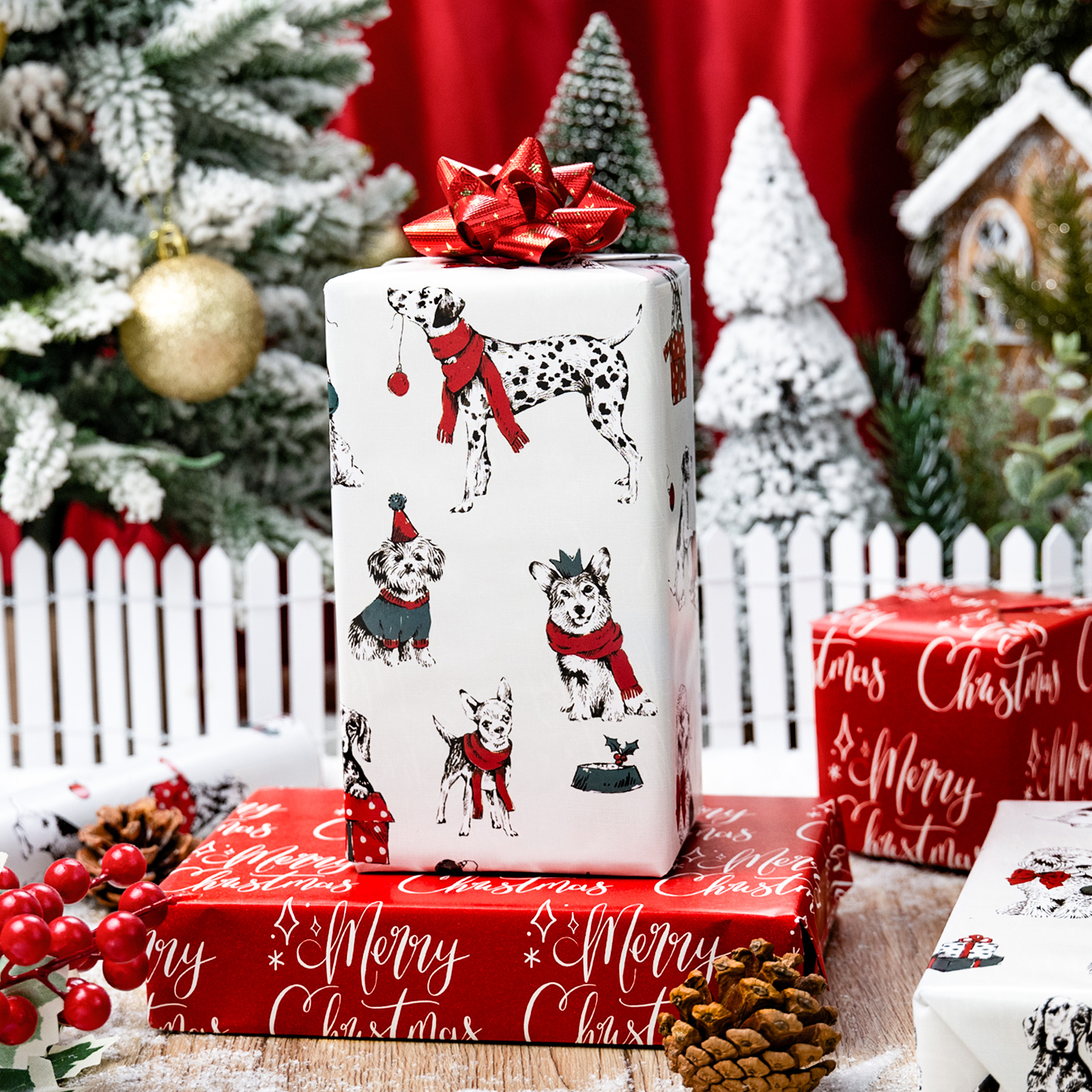 HOMERAL Reversible Christmas Dog Wrapping Paper photo 4